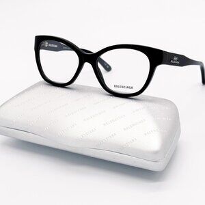 NEW BALENCIAGA EYEGLASSES BB0213O 001 ROUND BLACK WOMEN EYEWEAR BALENCIAGA